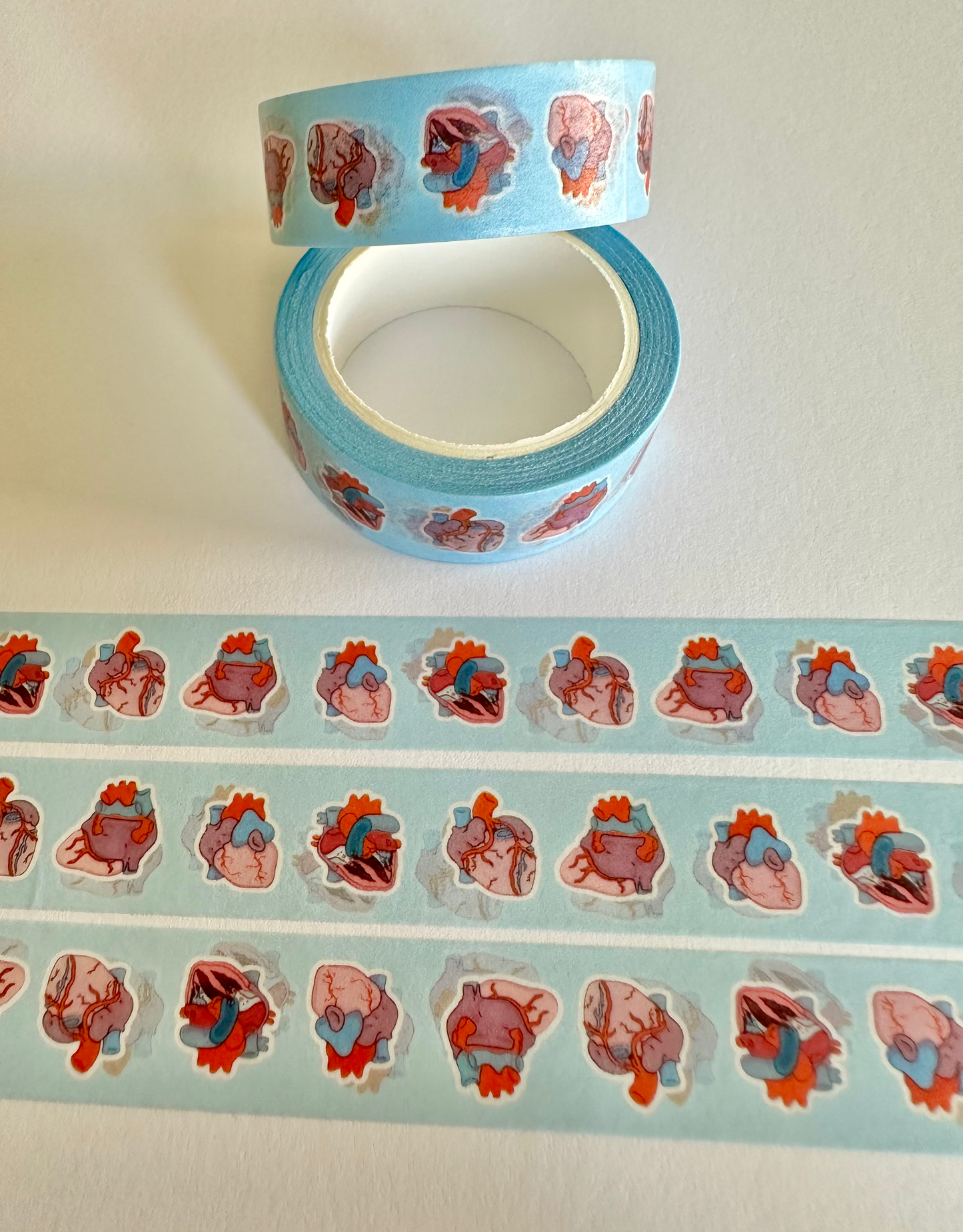 Cute blue heart anatomy washi tape