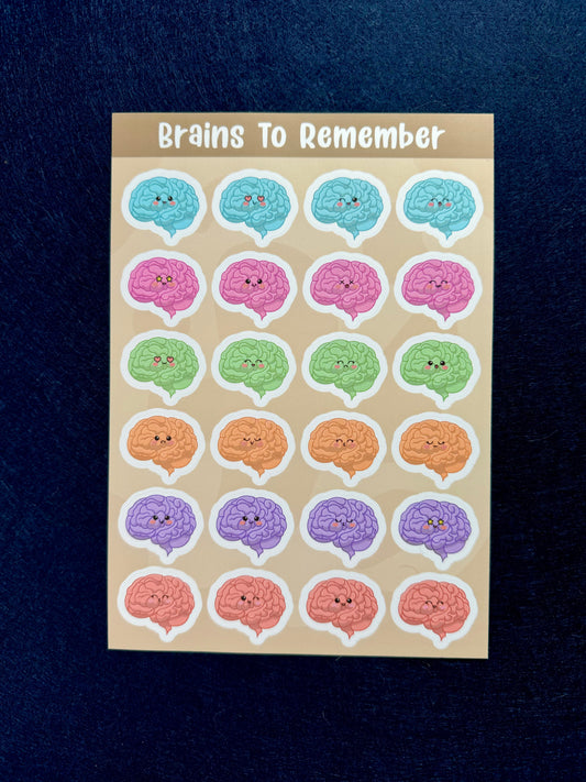 Brains to remember sticker sheet